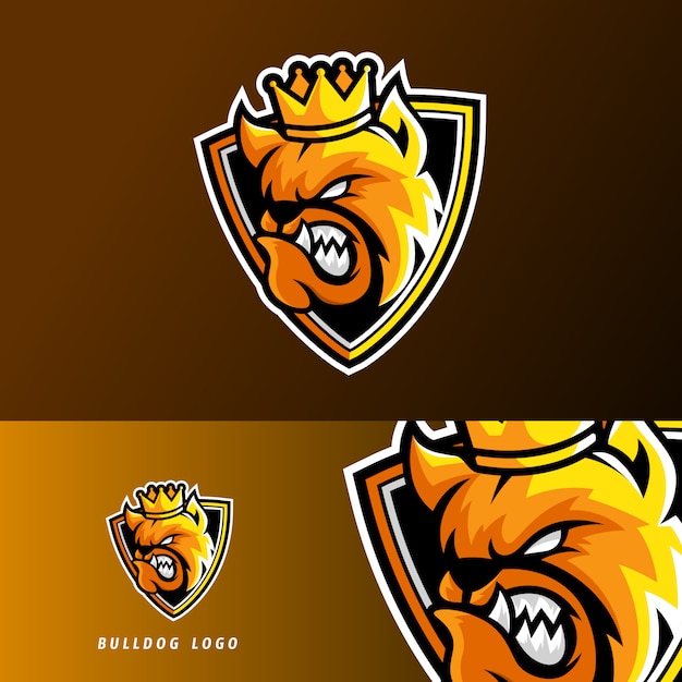 Modello di logo mascotte gioco re esportatore di animali cane Bulldog