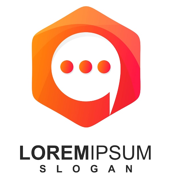 Modello di logo moderno esagono e chat