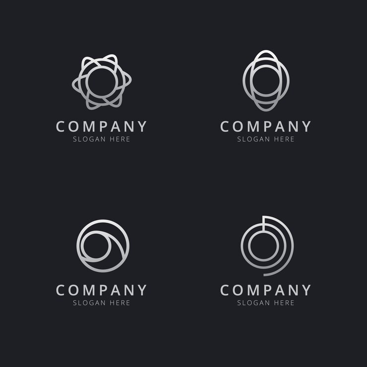 Modello di logo monogramma O line iniziale con colore argento per l'azienda