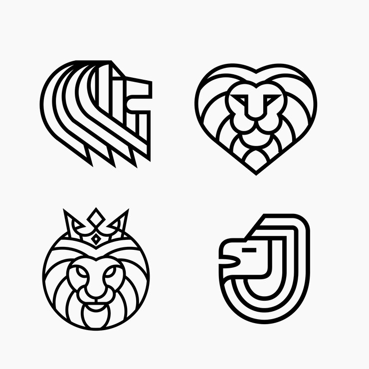 Modello di logo monoline logo linea testa di leone