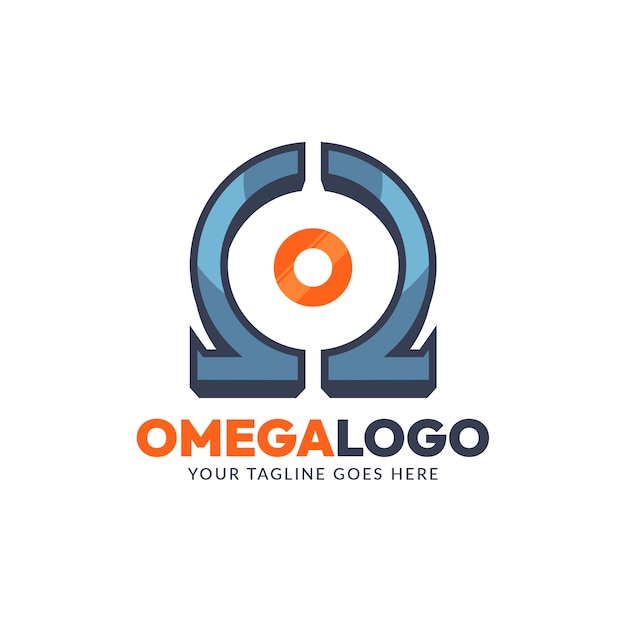 Modello di logo omega design piatto