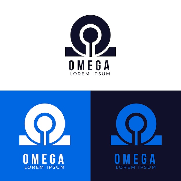 Modello di logo omega design piatto