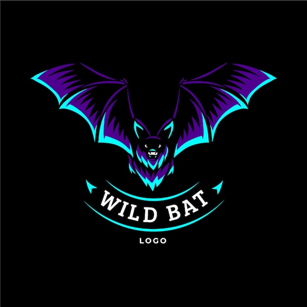 Modello di logo pipistrello creativo disegnato a mano