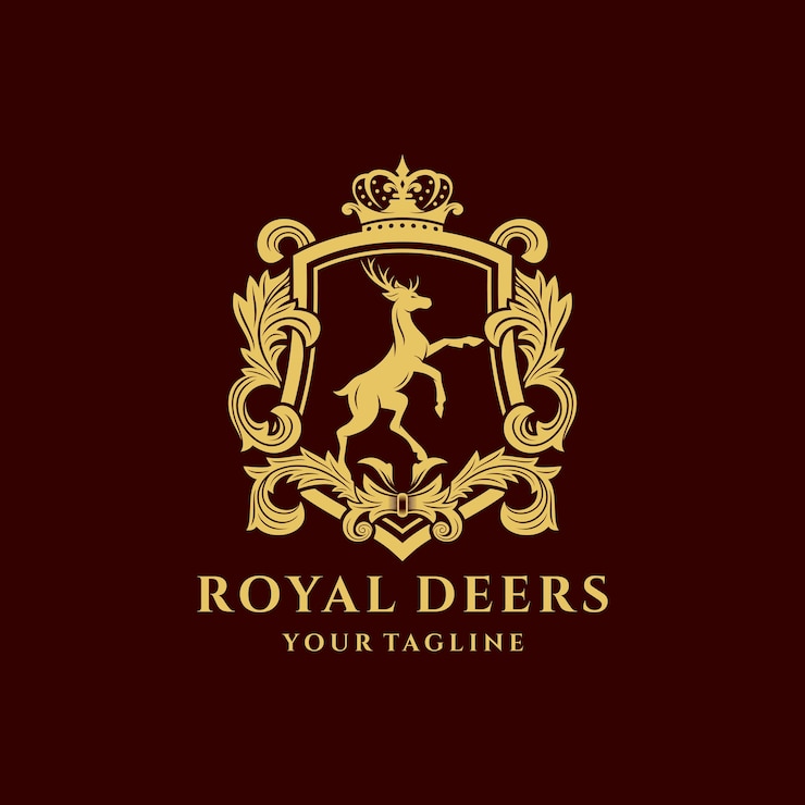 Vettore modello di logo royal deer crest