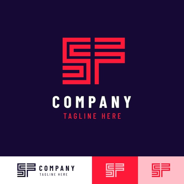 Modello di logo sf o fs design piatto