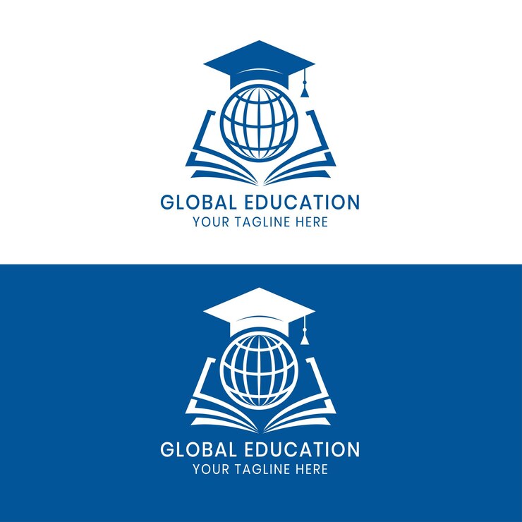 modello di logo vettoriale dell'istruzione globale