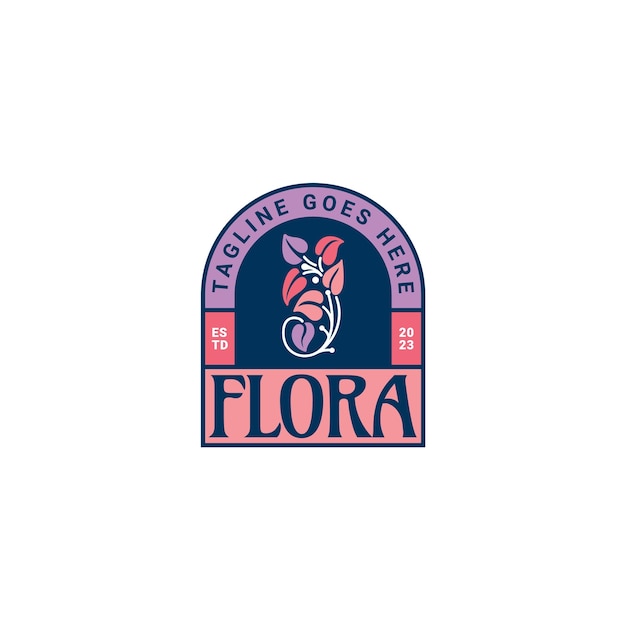 Modello di logo vintage fiore premium