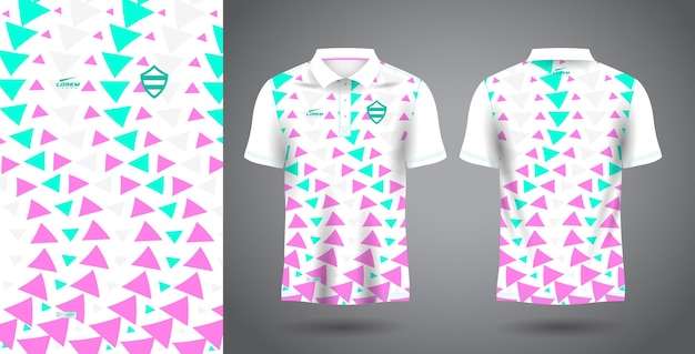 modello di maglia sportiva di polo sublimazione abstract verde morbido e rosa