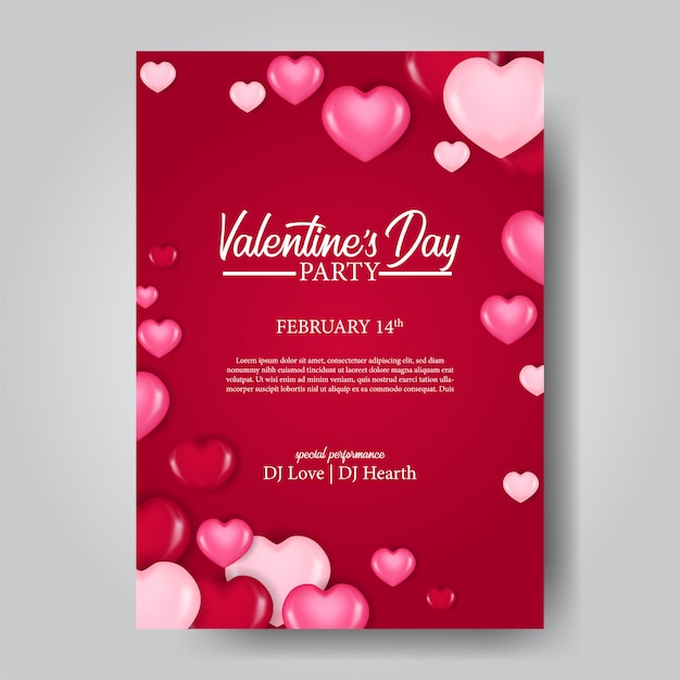 Modello di manifesto festa di San Valentino con forma di focolare