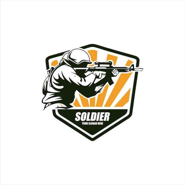 Modello di mascotte del logo del soldato militare Icona vettoriale delle forze speciali del soldato