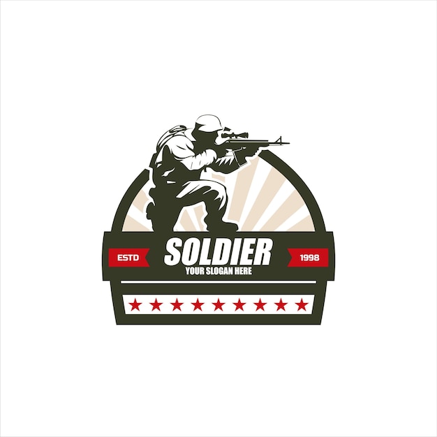 Modello di mascotte del logo del soldato militare Icona vettoriale delle forze speciali del soldato