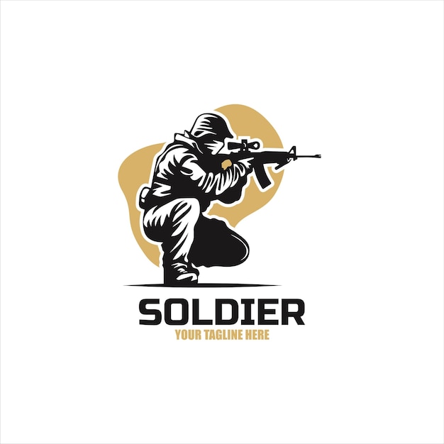 Modello di mascotte del logo del soldato militare Icona vettoriale delle forze speciali del soldato