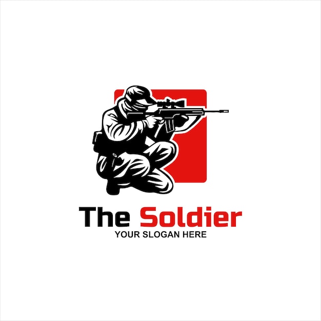 Modello di mascotte del logo del soldato militare Icona vettoriale delle forze speciali del soldato