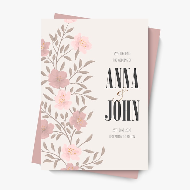 Modello di matrimonio floreale - carta floreale rosa