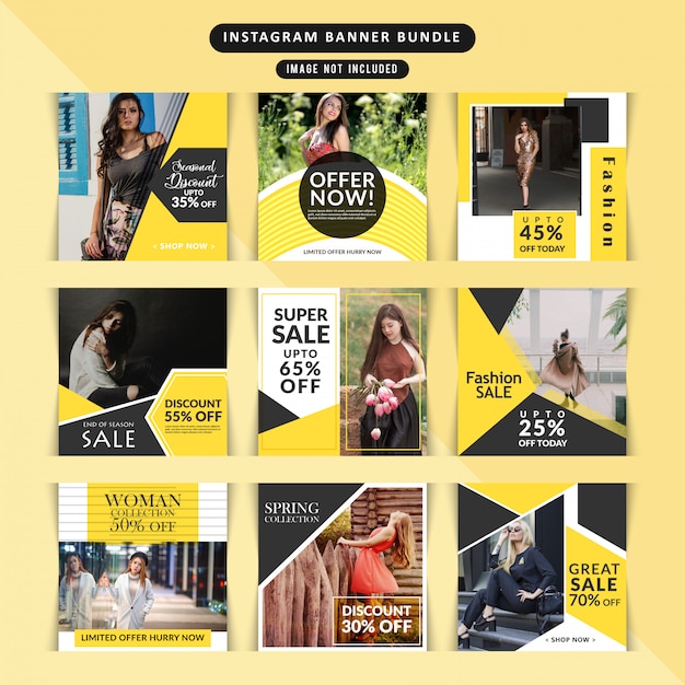 Modello di media sociali di moda giallo