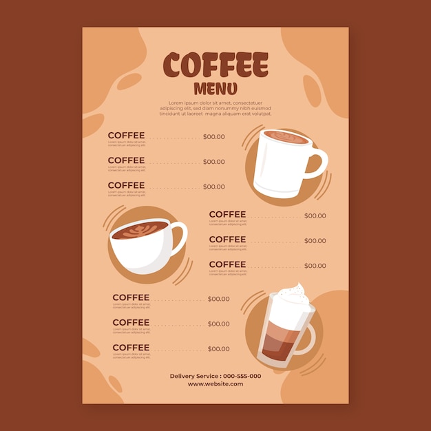 Modello di menu del caffè piatto