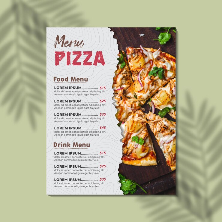 Vettore modello di menu ristorante pizzeria