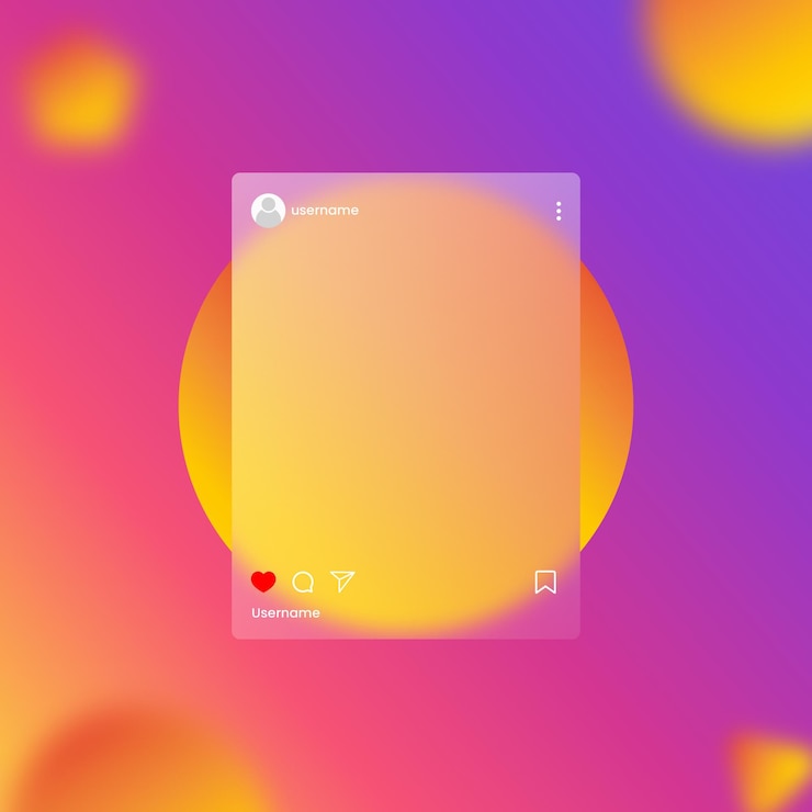 Vettore modello di mockup vettoriale post instagram glassmorphism