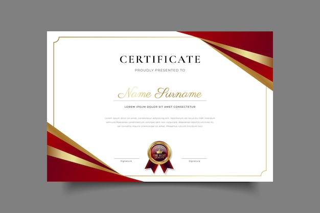 modello di modello di certificato di lusso dorato