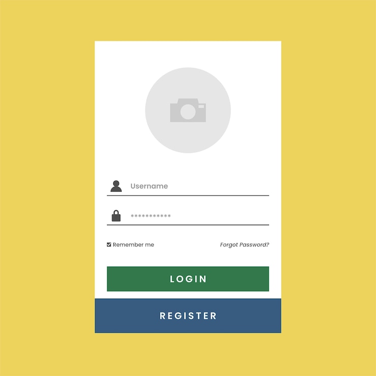 Vettore modello di modulo di login dell'applicazione web moderna con nome utente e password