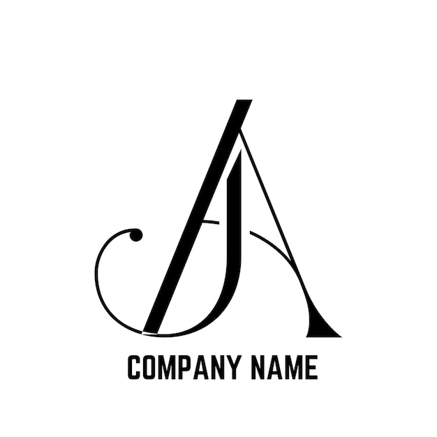 Modello di monogramma del logo vettoriale astratto AJ