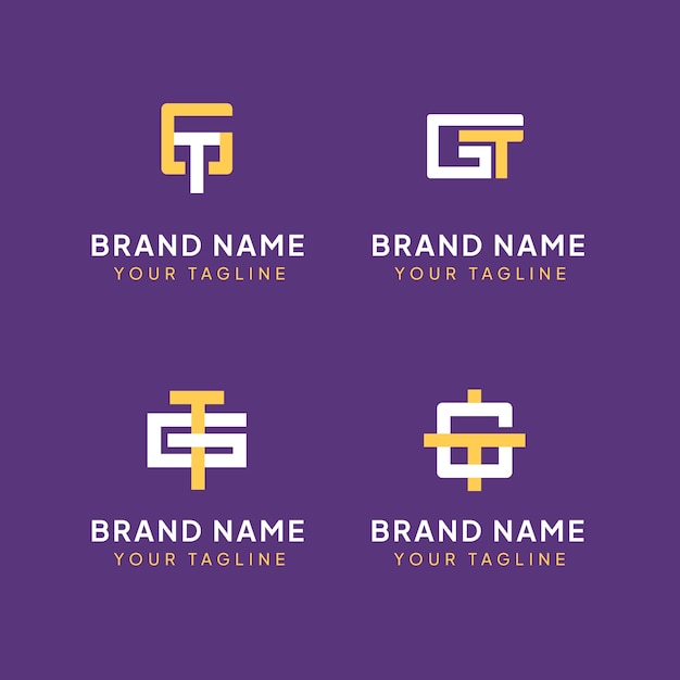 Modello di monogramma gt design piatto