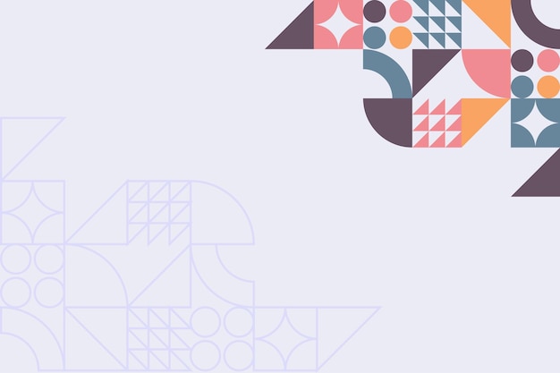 Modello di mosaico Bauhaus disegno di sfondo piatto colorato con diverse forme di colore vettore EPS 10