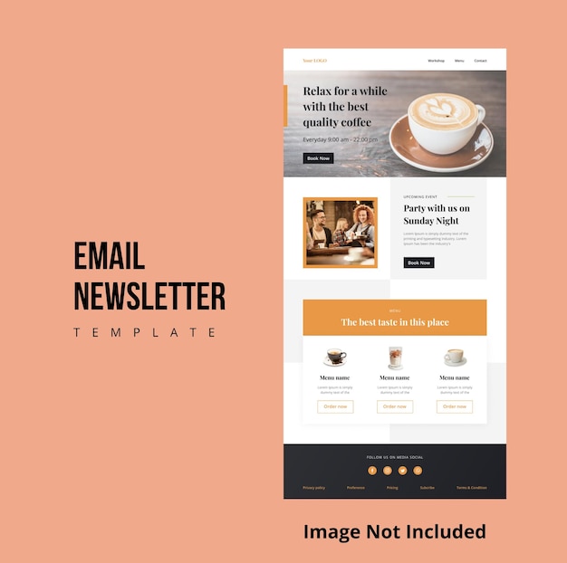 Modello di newsletter via e-mail Caffè