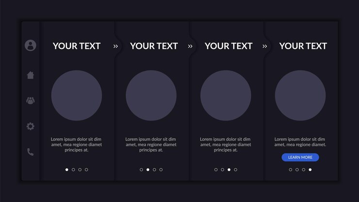 Vettore modello di onboarding della gestione finanziaria. sito mobile reattivo con icone.