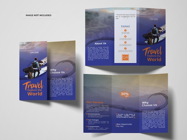 Modello di opuscolo di viaggio triplo