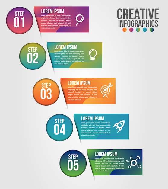 Modello di opzioni di passaggio di infographics 5 aziendale con cronologia stradale