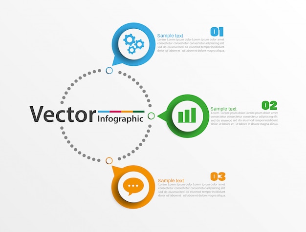 Modello di opzioni numero infografica con 3 passaggi