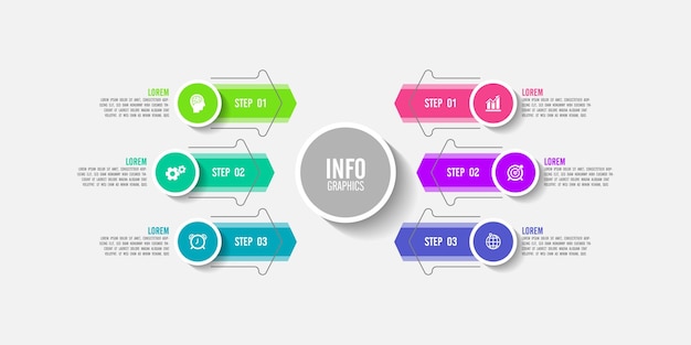 Modello di opzioni o passaggi di infografica diagramma circolare