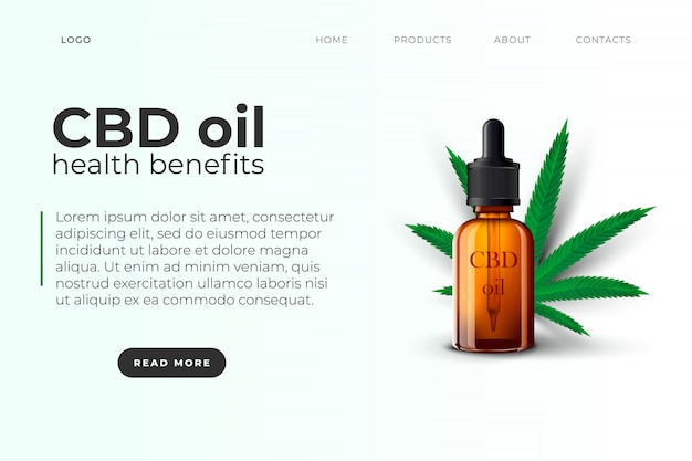modello di pagina del sito Web con foglia di cannabis realistico