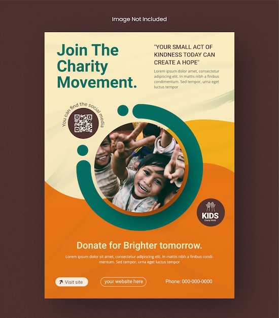 Modello di pagina di copertina per volantini di beneficenza e donazioni
