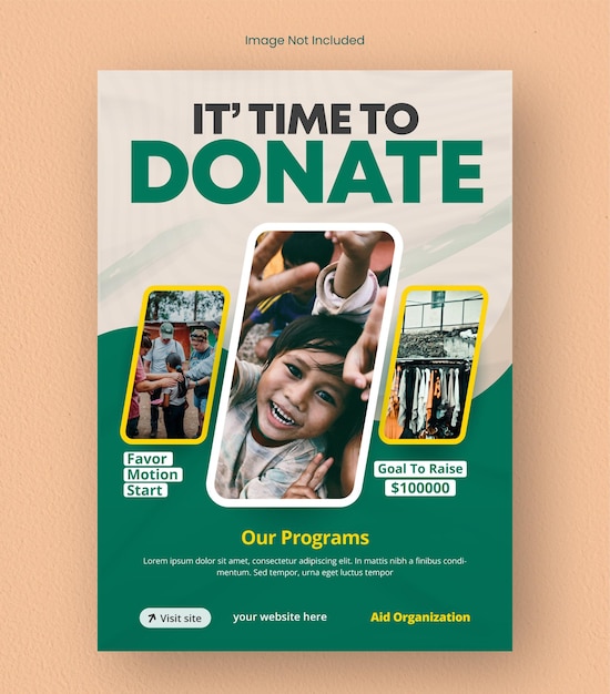 Modello di pagina di copertina per volantini di beneficenza e donazioni