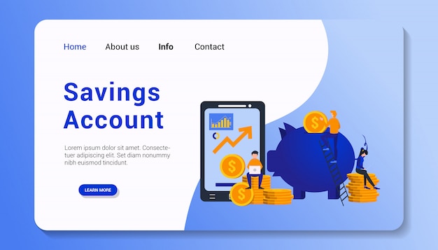 modello di pagina di destinazione del conto di risparmio,
