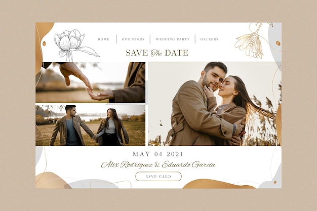 Modello di pagina di destinazione del matrimonio minimo