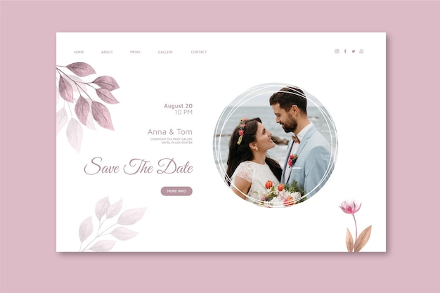 Modello di pagina di destinazione del matrimonio minimo