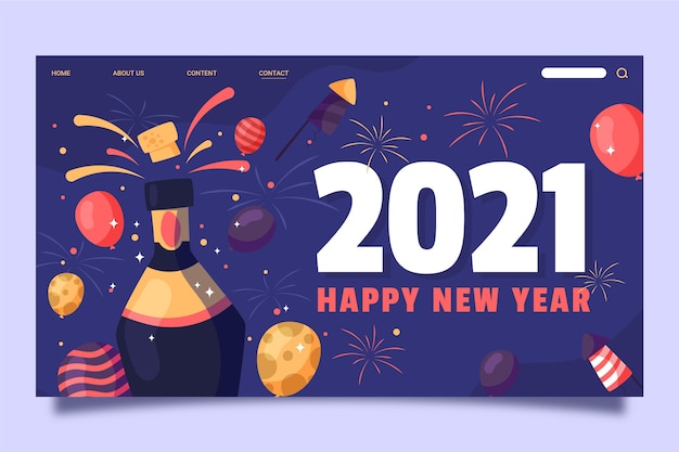 Modello di pagina di destinazione del nuovo anno disegnato a mano