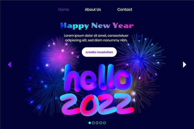 Modello di pagina di destinazione del nuovo anno sfumato