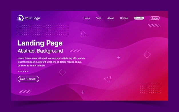 Modello di pagina di destinazione del sito Web con sfondo astratto