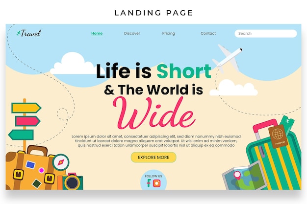 Modello di pagina di destinazione dell'agenzia di viaggi