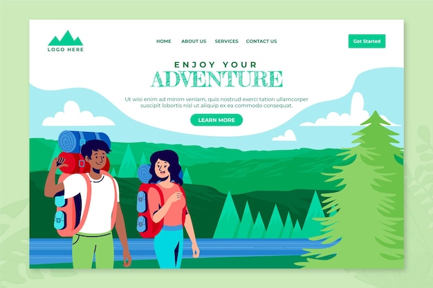 Modello di pagina di destinazione dell'avventura