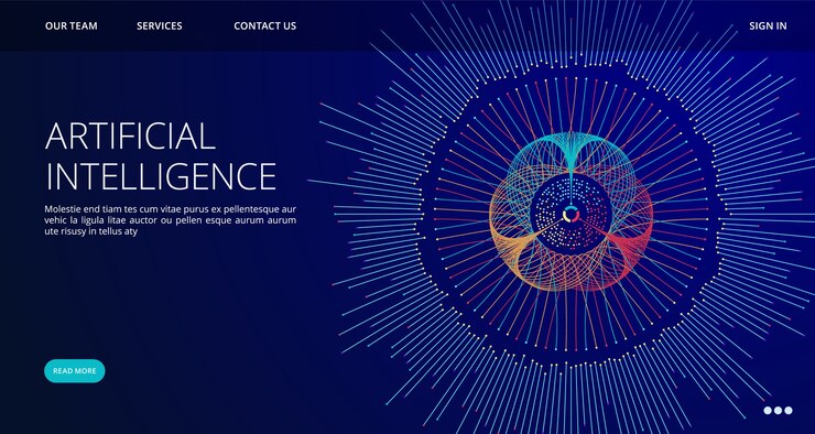 Vettore modello di pagina di destinazione dell'intelligenza artificiale