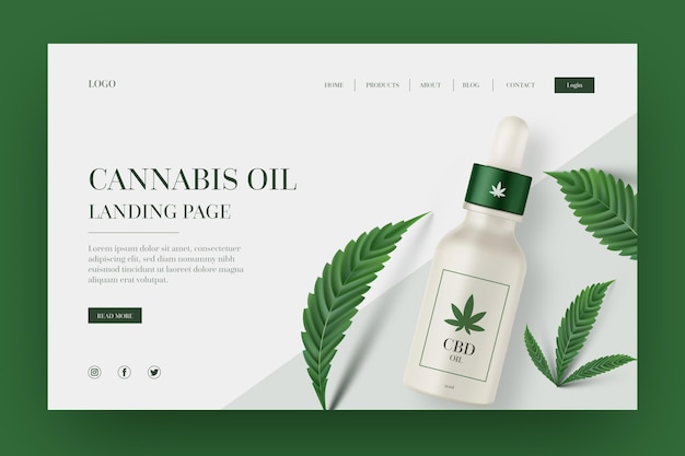 Modello di pagina di destinazione dell'olio di cannabis