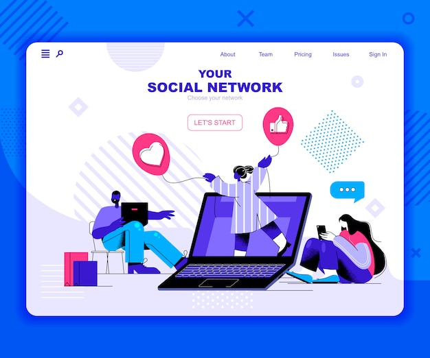 Modello di pagina di destinazione della rete sociale