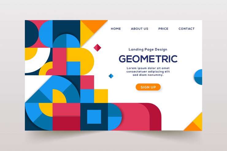 modello di pagina di destinazione di elementi geometrici