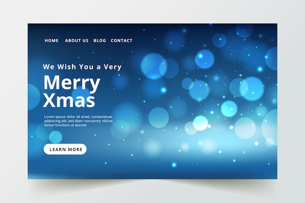 Modello di pagina di destinazione di Natale sfocato
