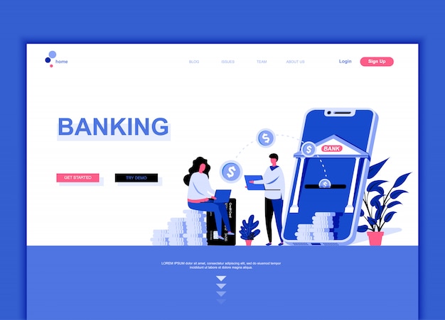 Modello di pagina di destinazione Flat di Online Banking
